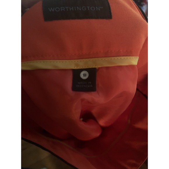 Womens‎ Worthington Orange Pencil Skirt w Black Stripes and Side Zipper Size 10 - Picture 5 of 5